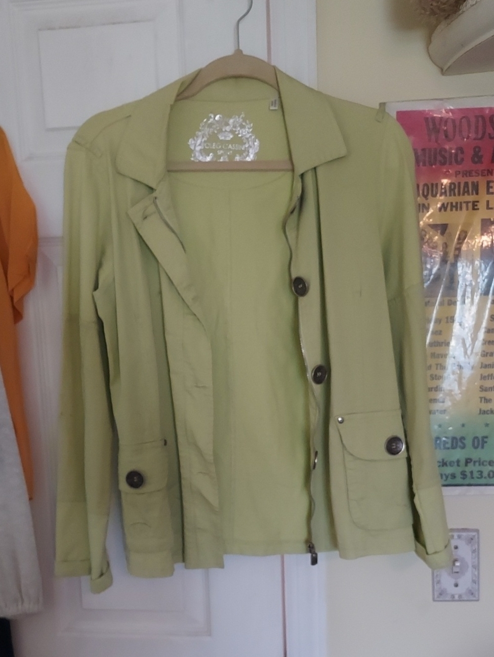 Oleg Cassini Jeans Style Light Jacket Lt Green Sz M